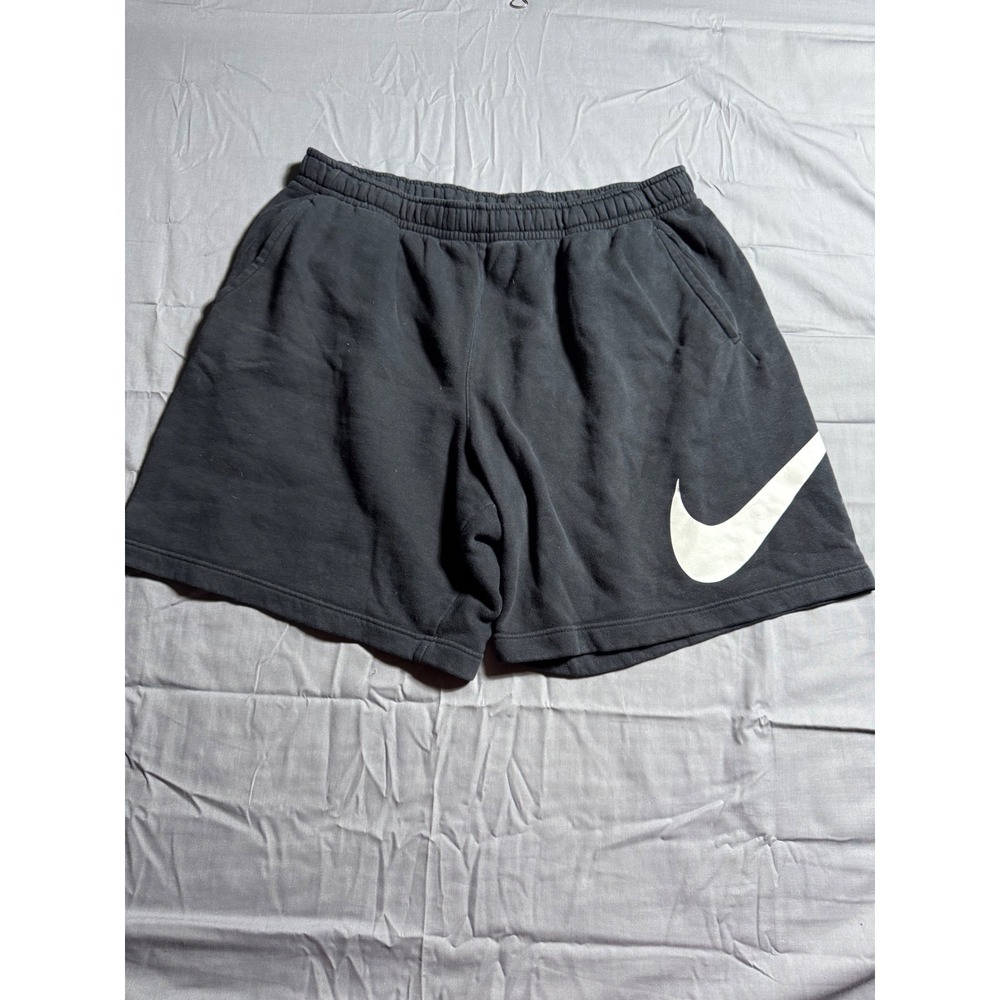 Nike Fleece Shorts Mens XXL Black Good Large Swoosh Logo Athletic Gym Casual